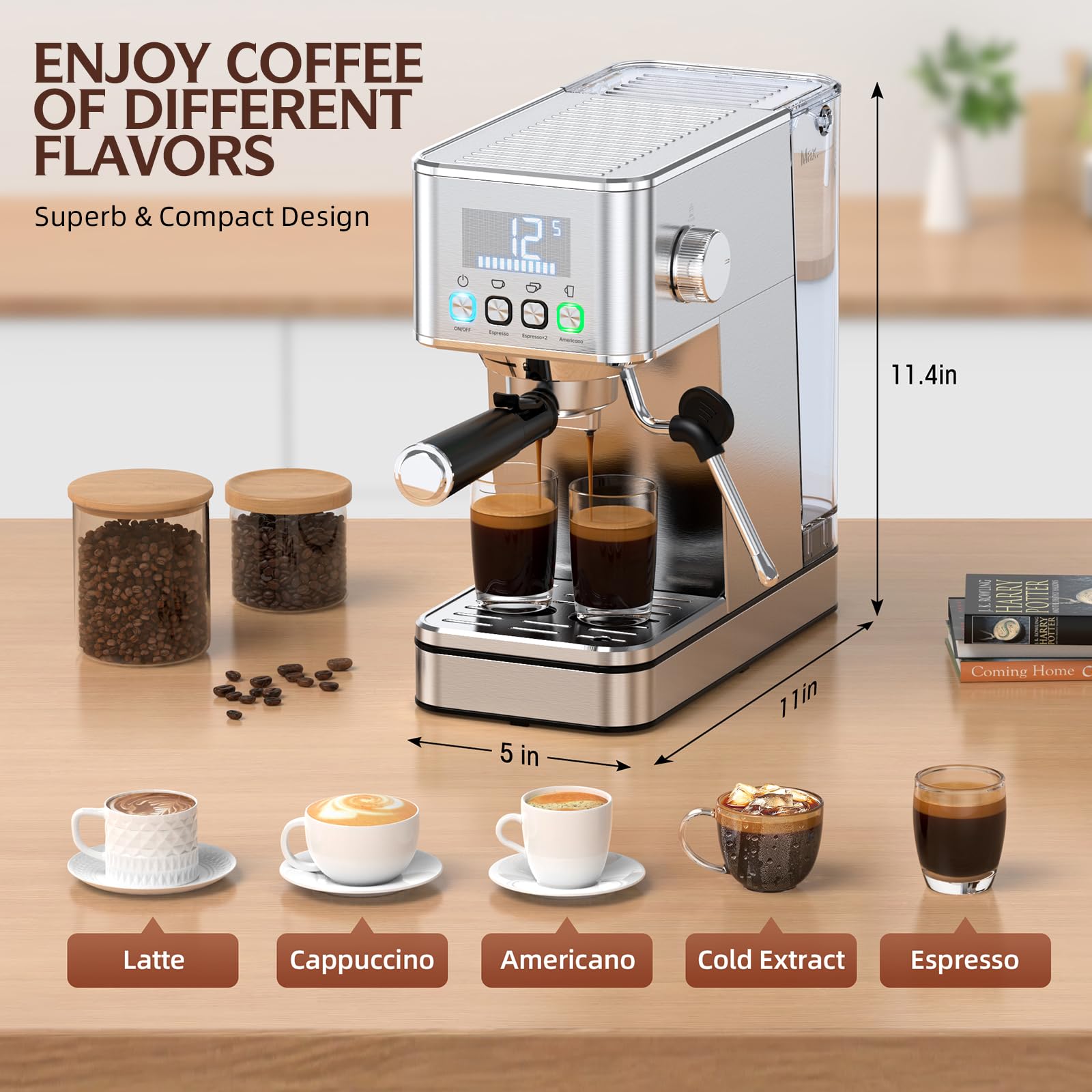 Espumador de leche de la LERTIN para cappuccinos cremosos en casa.