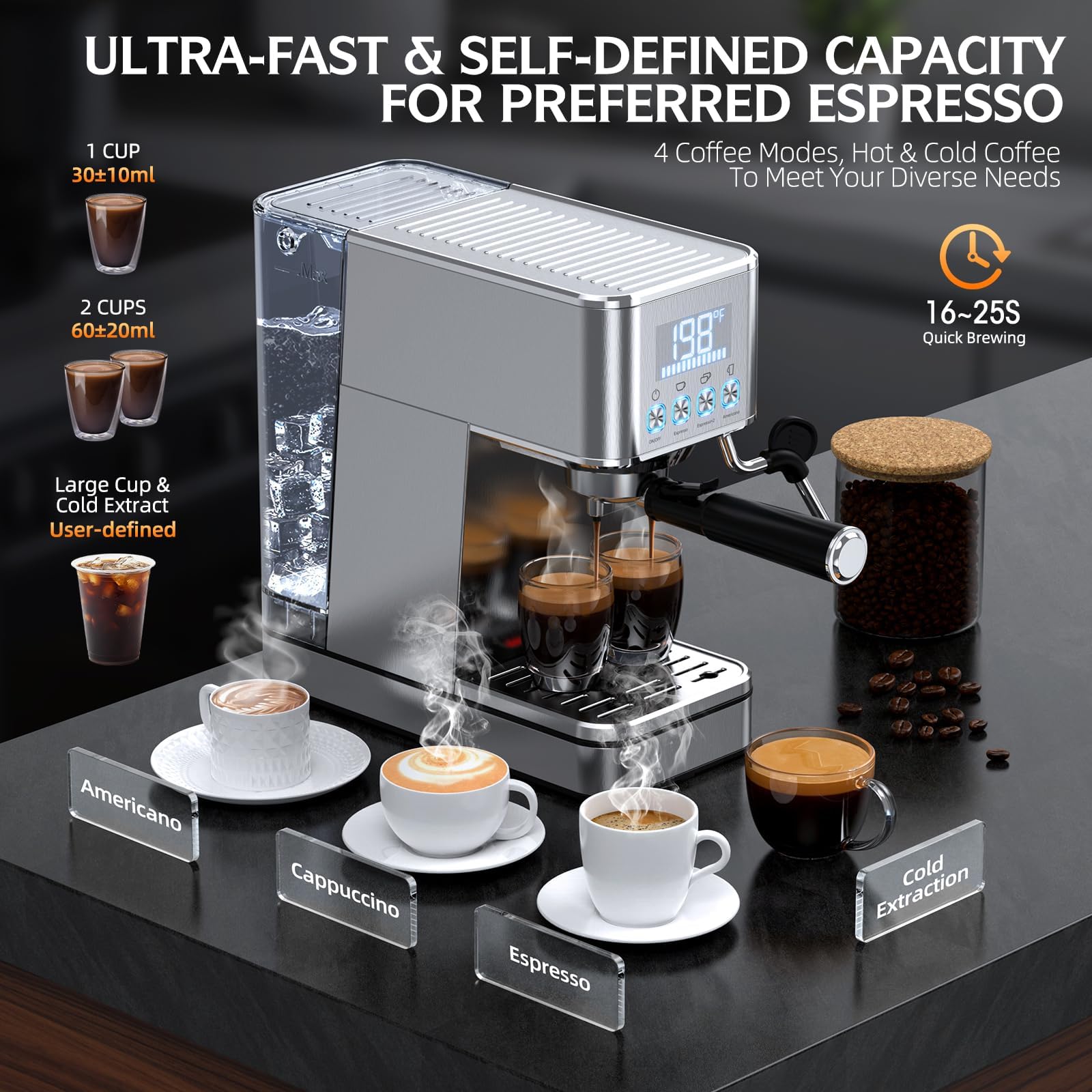 LERTIN Varita de vapor para espumar leche y cappuccino suave.