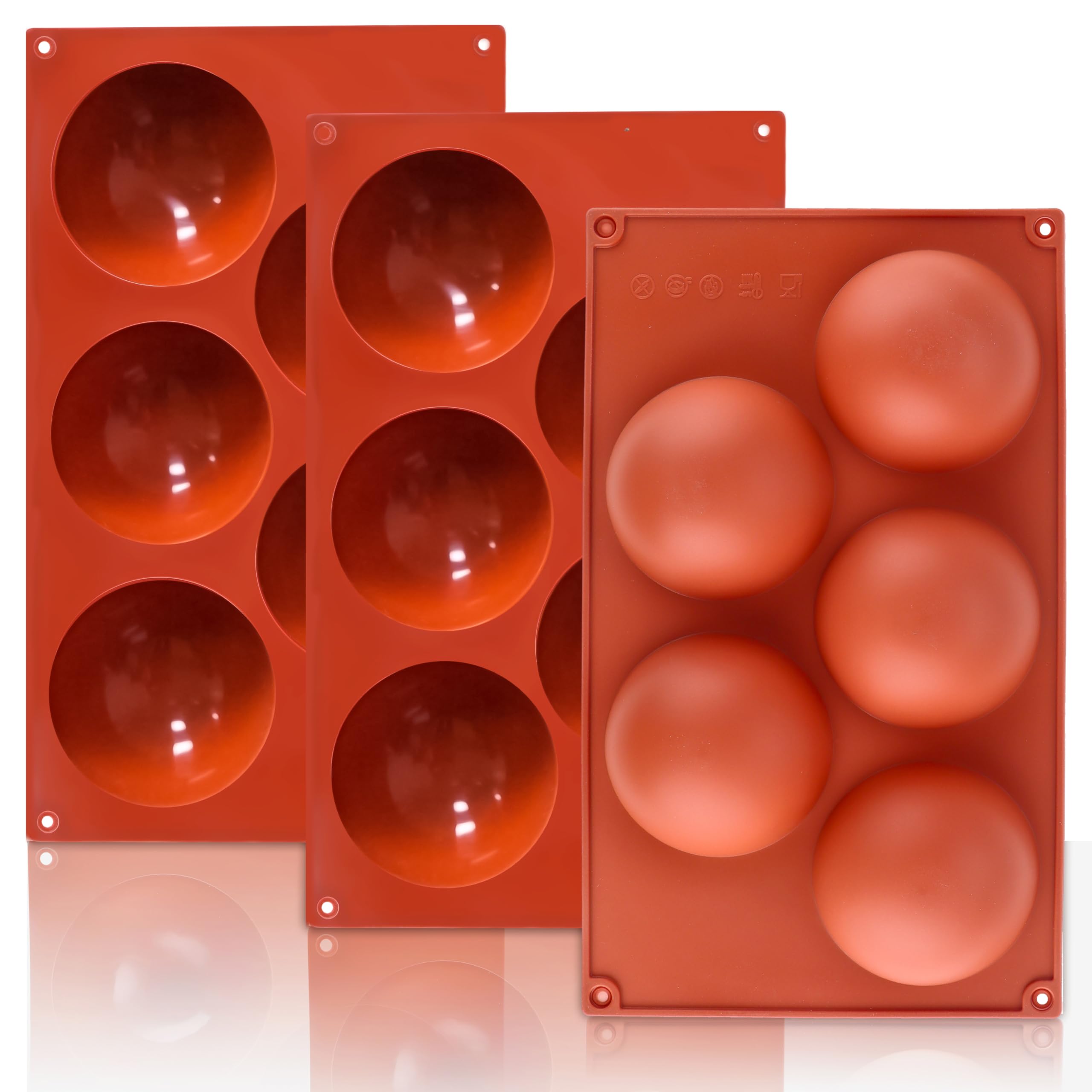 Moldes de silicona Lerykin semi esfera grande con 5 cavidades para bombones.