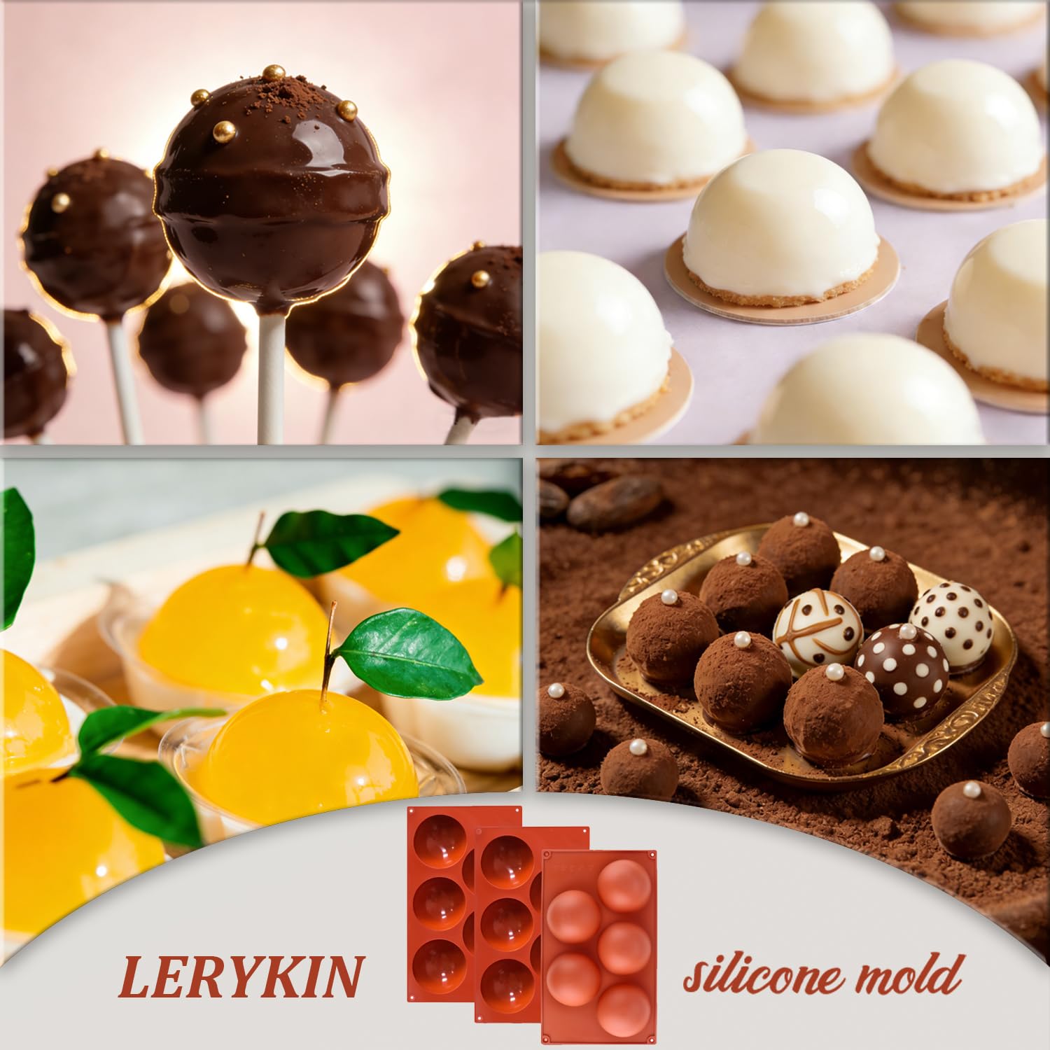 Juego de moldes Lerykin grandes para mousse, jelly y chocolate.