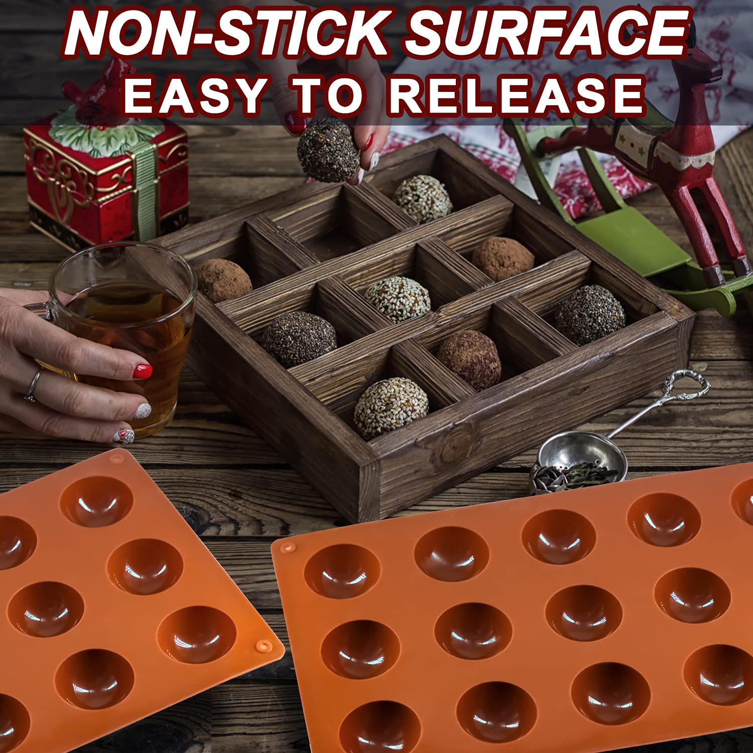 Lerykin moldes de silicona semicirculares, 15 cavidades, ideales para gelatinas y postres.