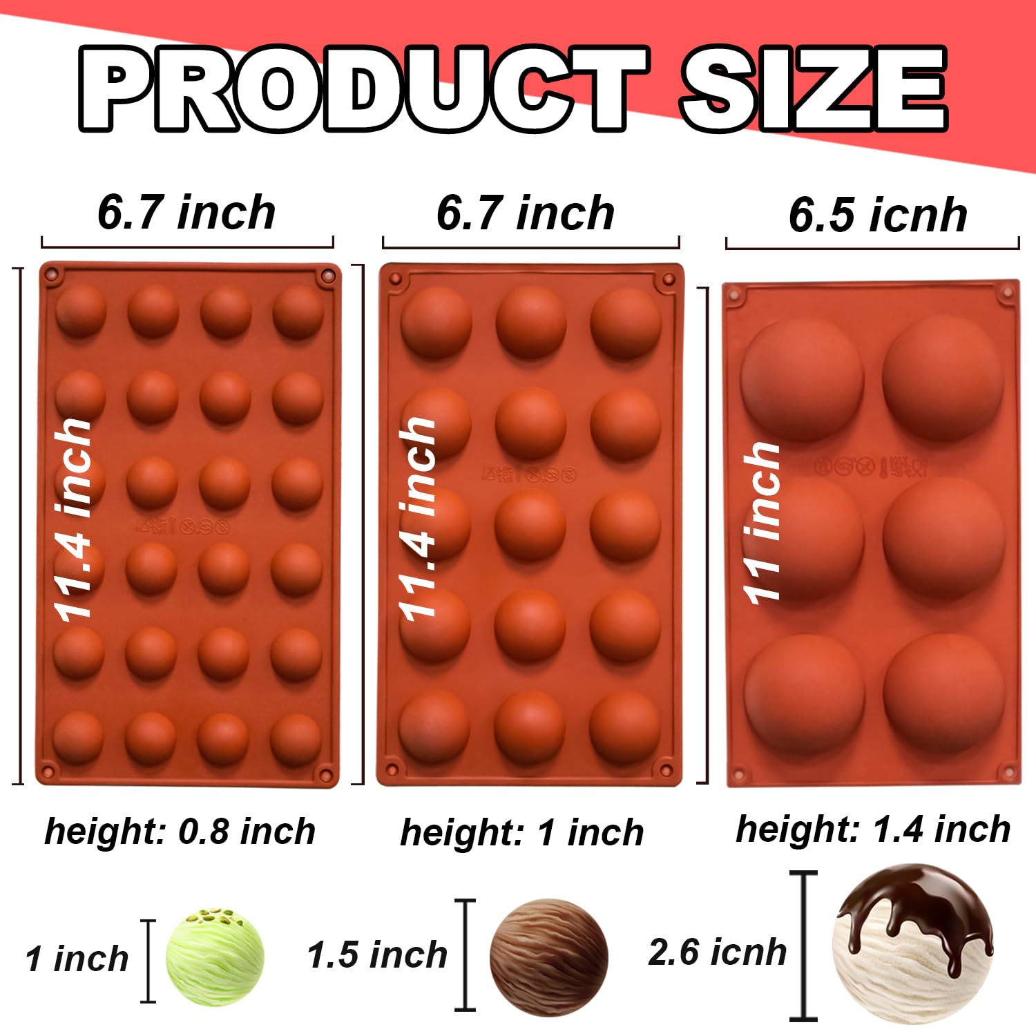 Lerykin moldes silicona semicirculares postres fríos, aptos para helados y gelatinas.