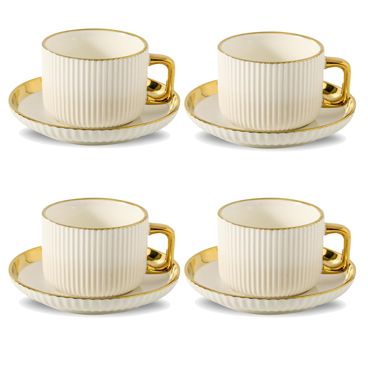 LETAOTAO cappuccino tazas con platillo dorado para experiencia de cafetería en casa