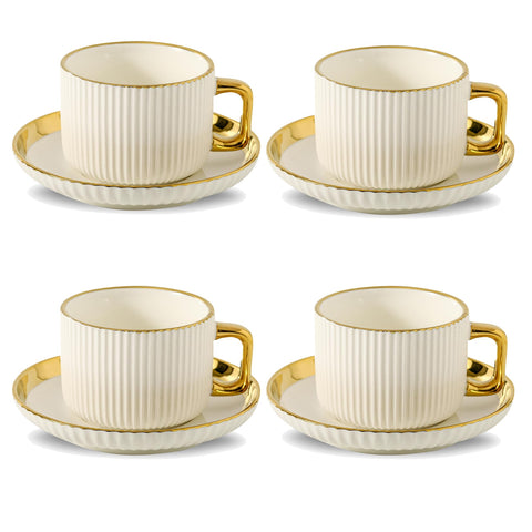 LETAOTAO cappuccino tazas con platillo dorado para experiencia de cafetería en casa