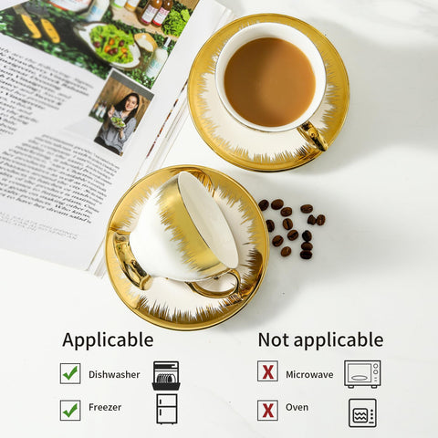 LETAOTAO conjunto de tazas para té con platillos, perfecto para merienda elegante
