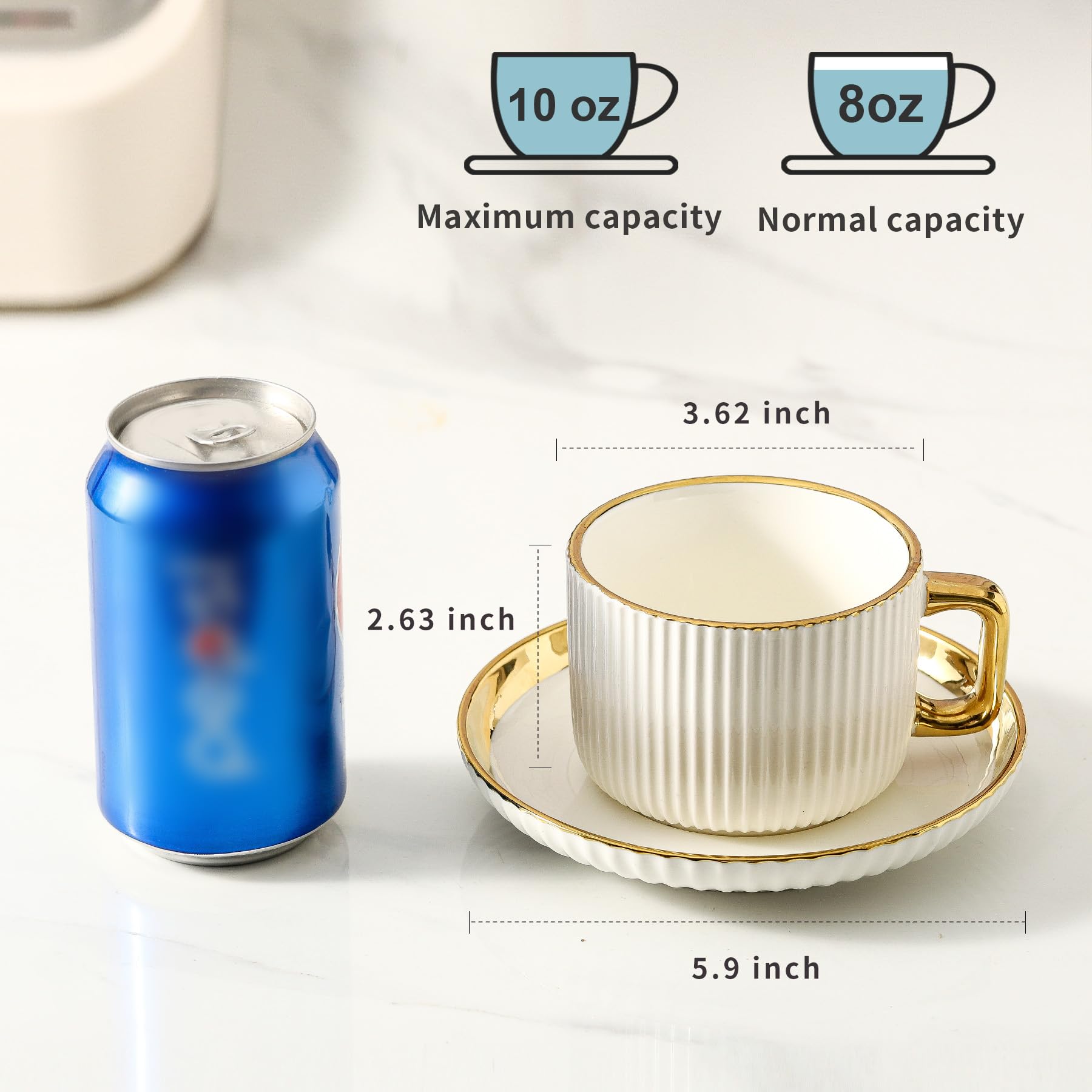 LETAOTAO taza cappuccino 8oz cerámica para bebidas calientes