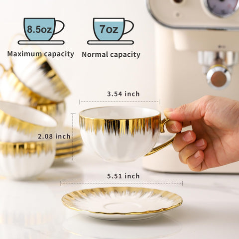 LETAOTAO taza con mango ergonómico y borde dorado, cómodo y sofisticado.