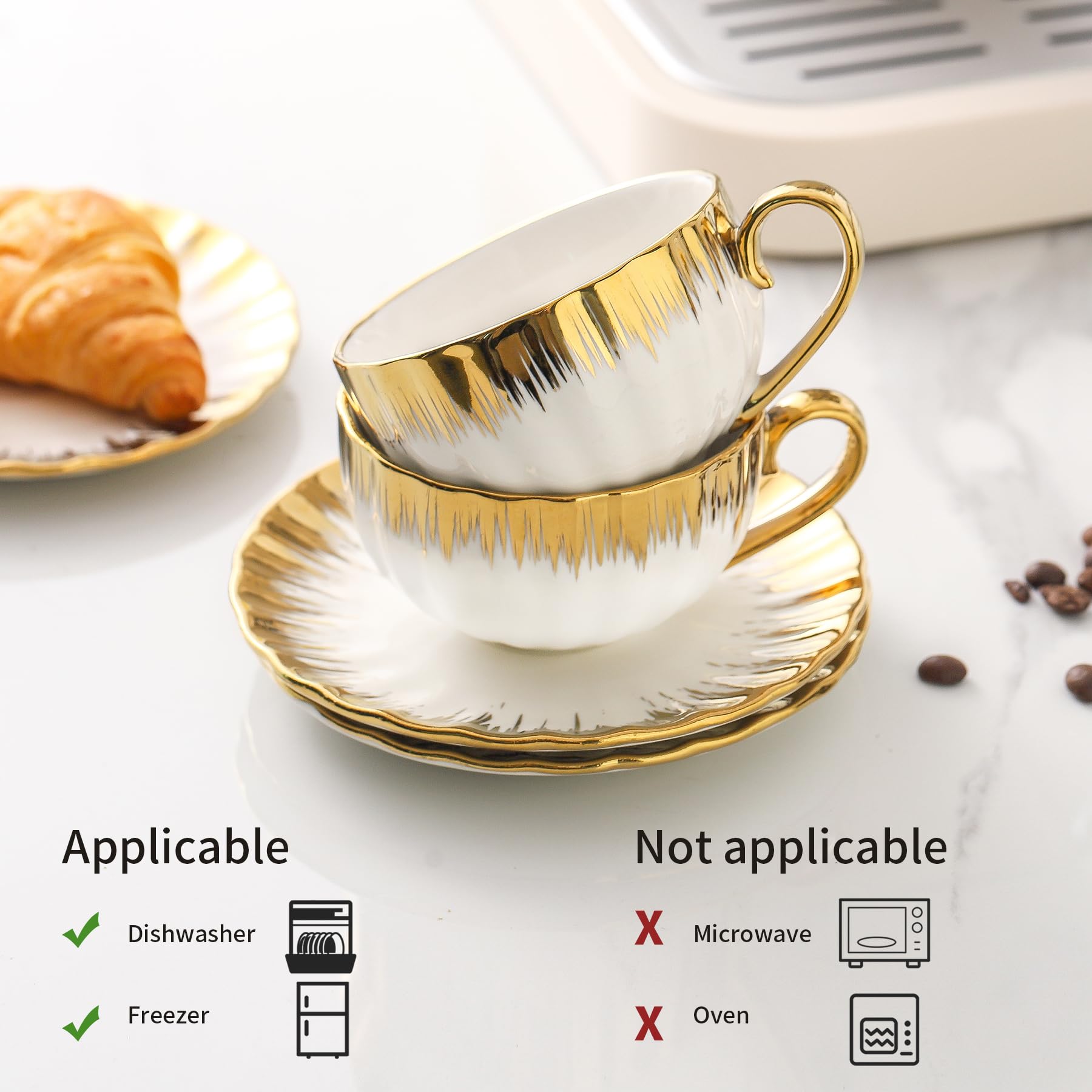 LETAOTAO taza turca de café cerámica con detalle dorado para un toque lujoso.