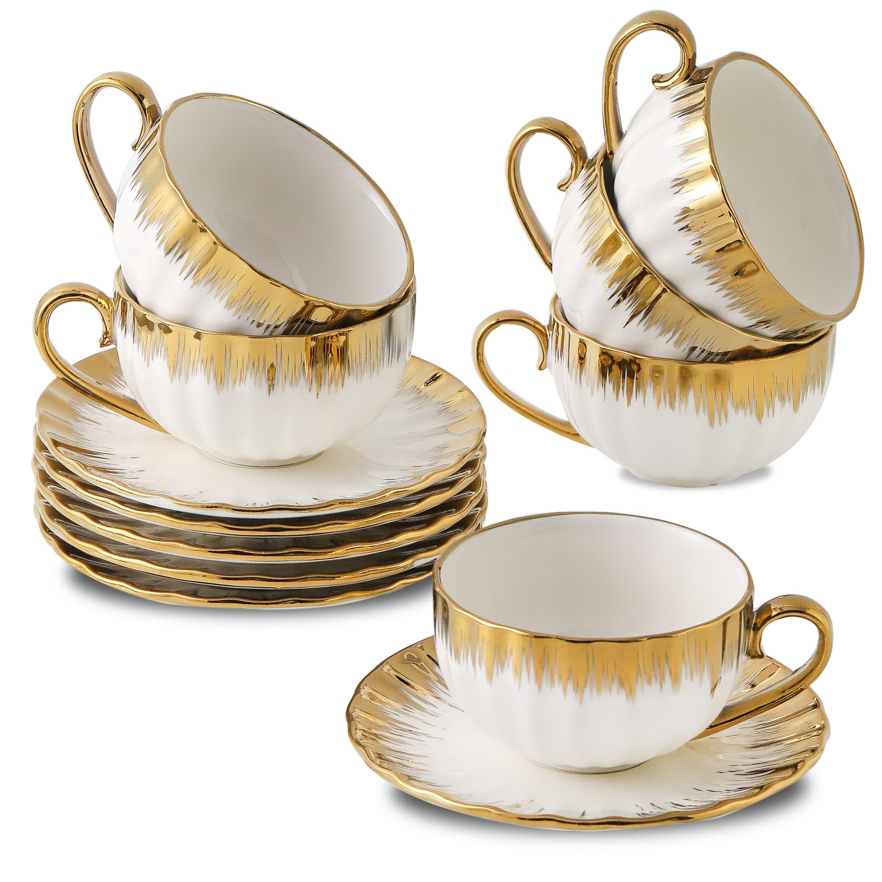 LETAOTAO tazas cappuccino con salseras 7oz para un servicio elegante en casa.