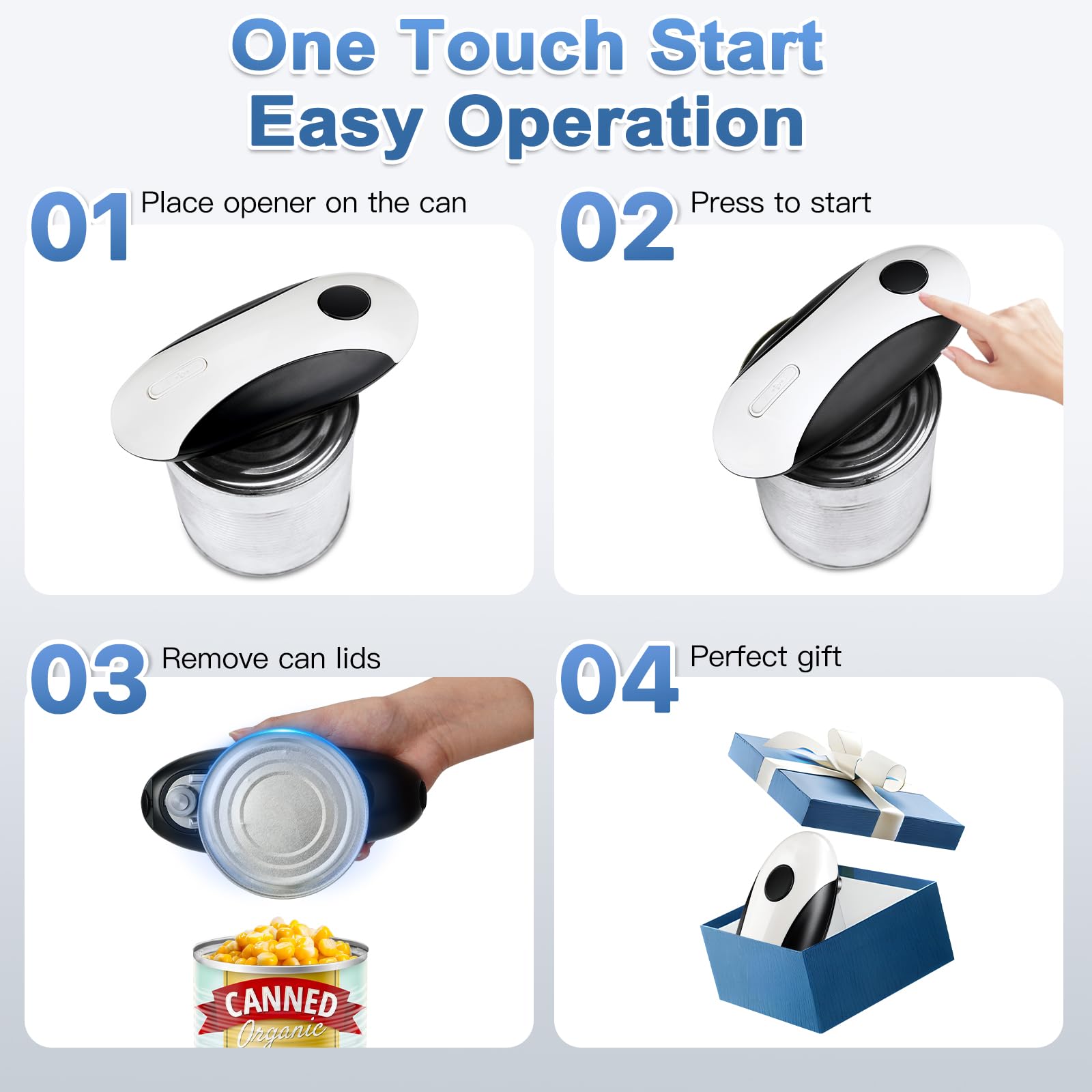 LetGoShop abrelatas recargable facilita uso diario sin cambiar pilas.