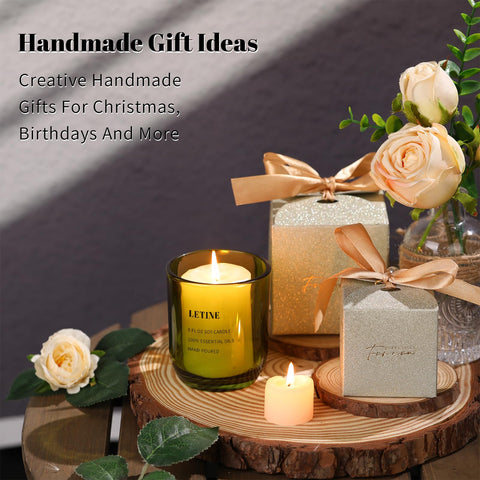 Letine tarro vela 8oz verde con tapa, ideal para talleres de velas en casa.