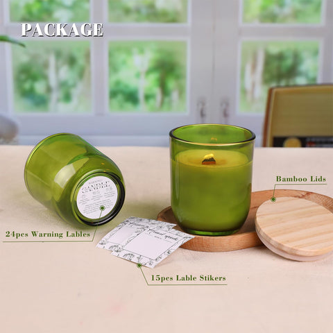 Letine tarro vidrio verde 8oz con tapa, diseño elegante para velas.