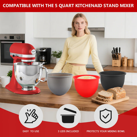 letoms-diseño práctico para forro silicona en tazón kitchenaid tilt-head 5qt.