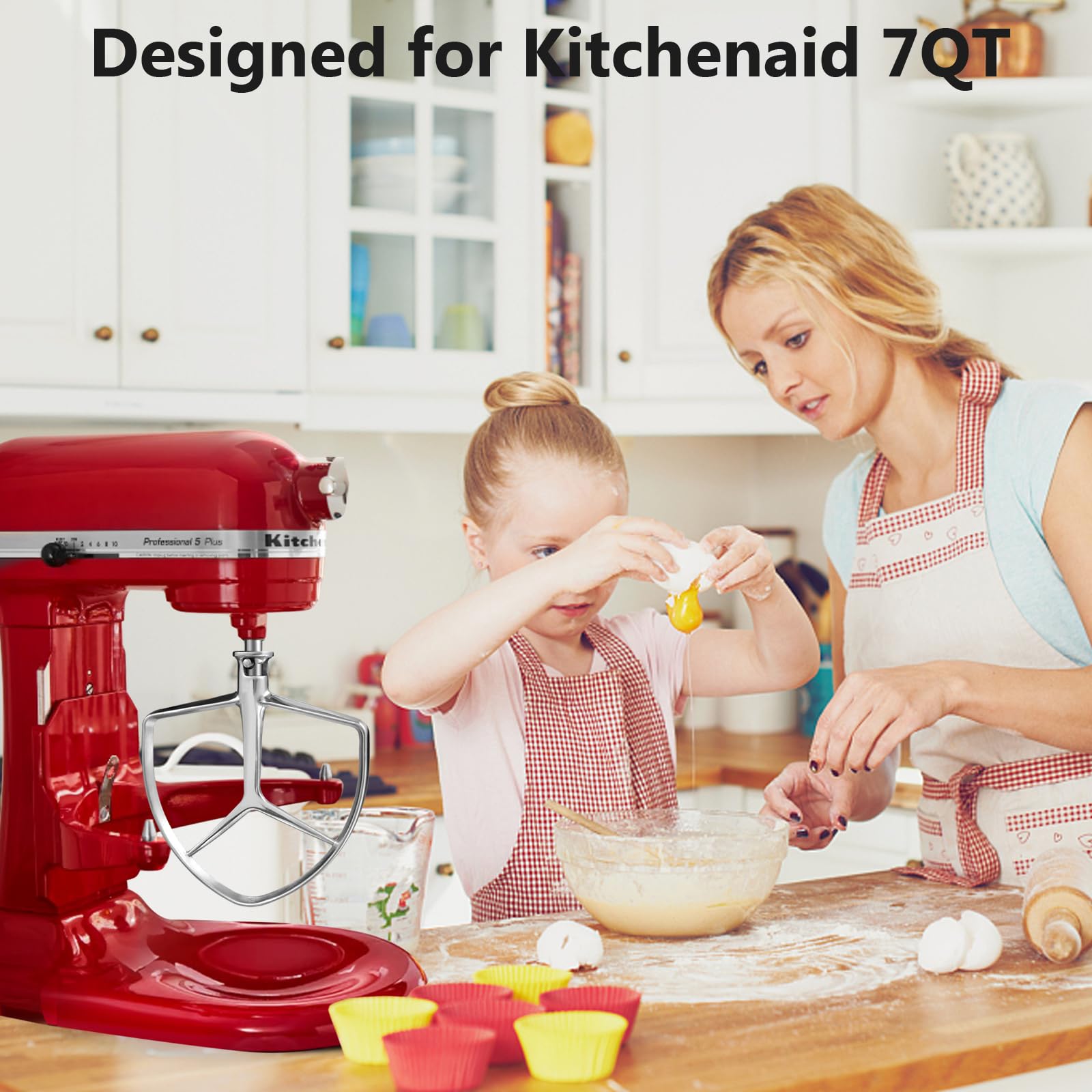 Letoms beater de acero duradero para batidos y masas en KitchenAid 7QT