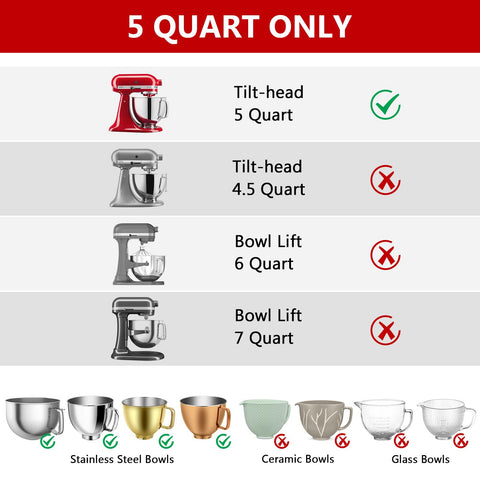 letoms-forro reutilizable de silicona para tazón kitchenaid tilt-head 5qt, apto lavavajillas.