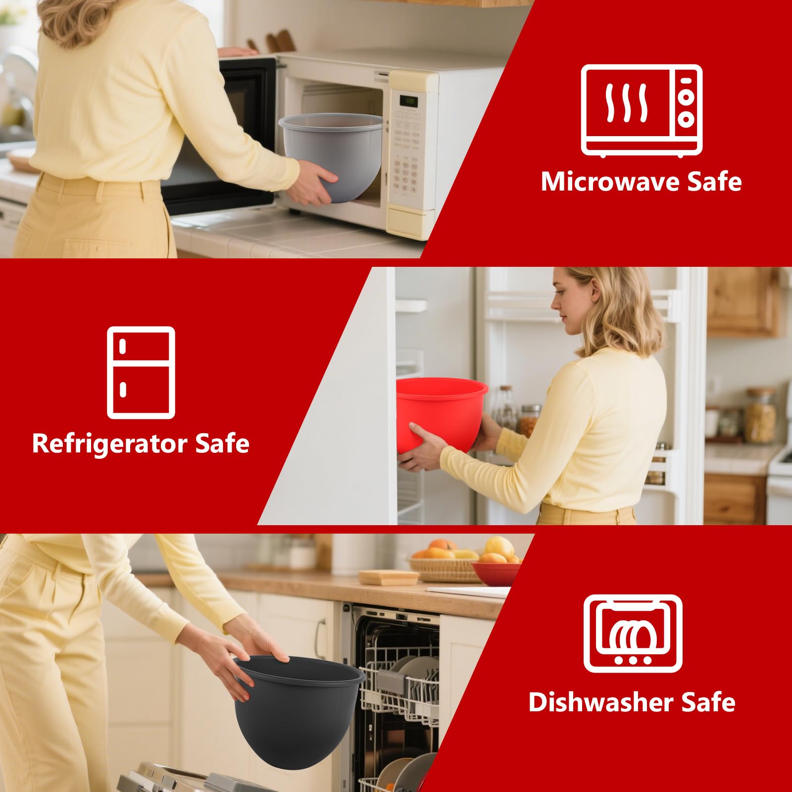 letoms-pack de 3 forros y 3 tapas de silicona para tazón kitchenaid tilt-head 5qt.