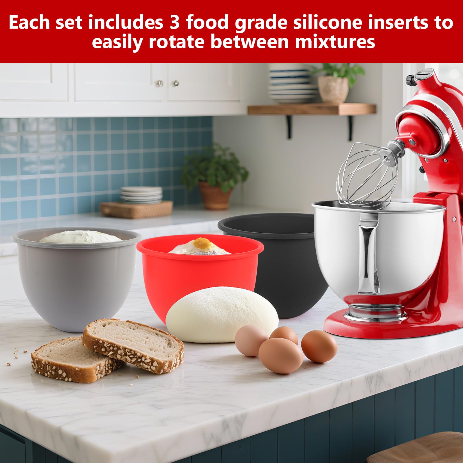 letoms-sello hermético de silicona para tazón kitchenaid tilt-head 5qt, evita derrames.