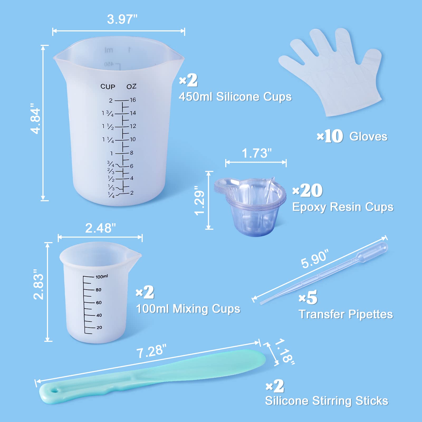 LET'S RESIN taza medidora 450 ml con dos escalas para verter con exactitud