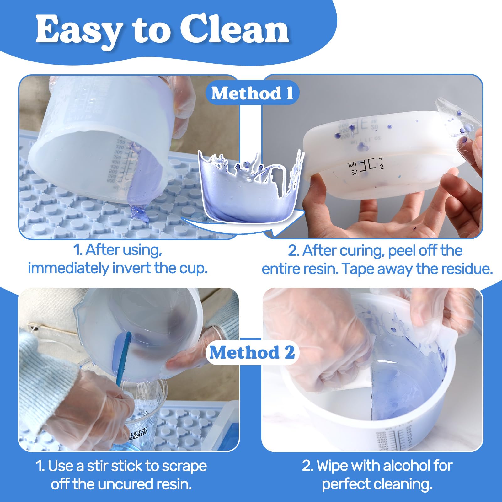 LET'S RESIN Taza de silicona con interior antiadherente para fácil limpieza.