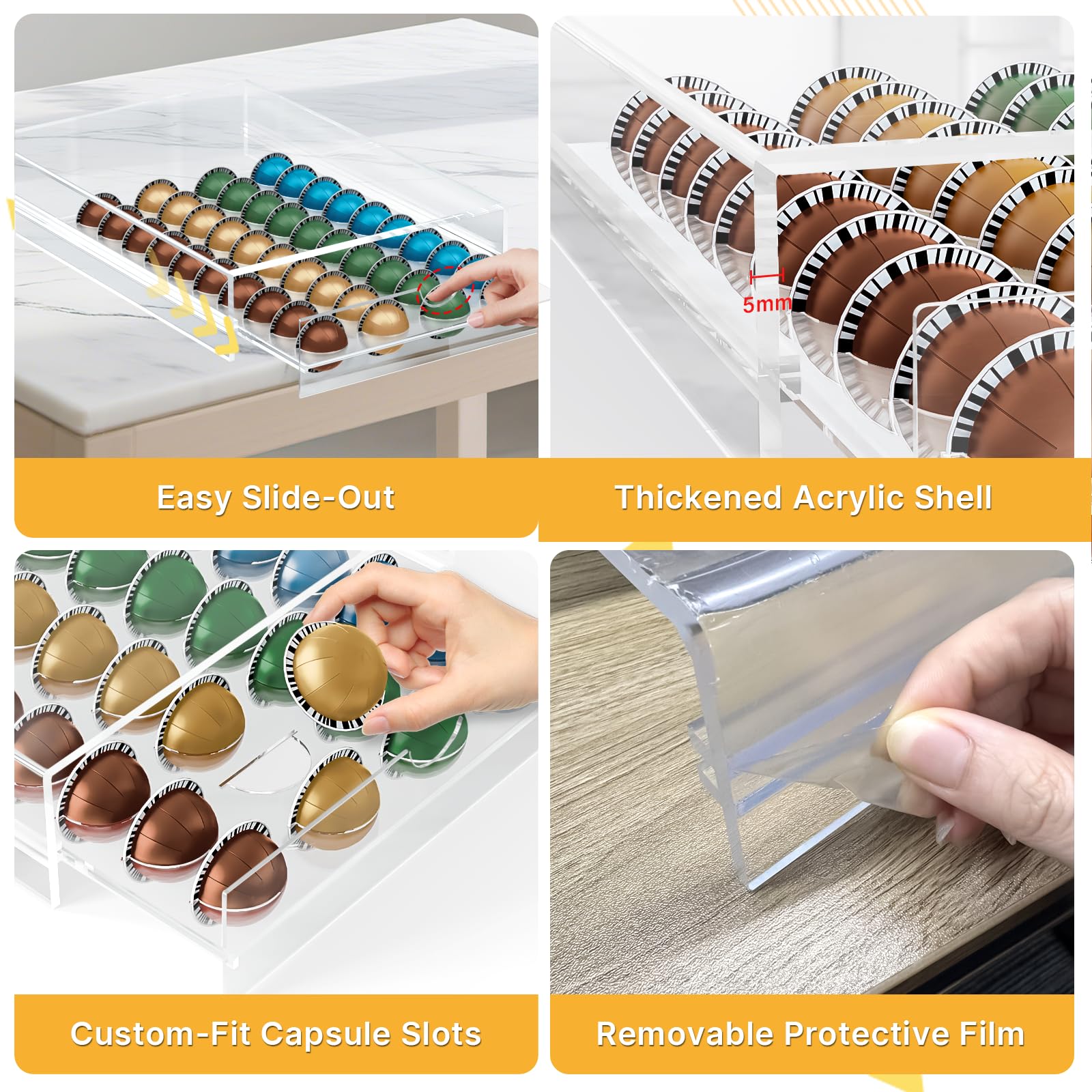 Letsteel base acrilico para capsulas vertuo simplifica uso diario.
