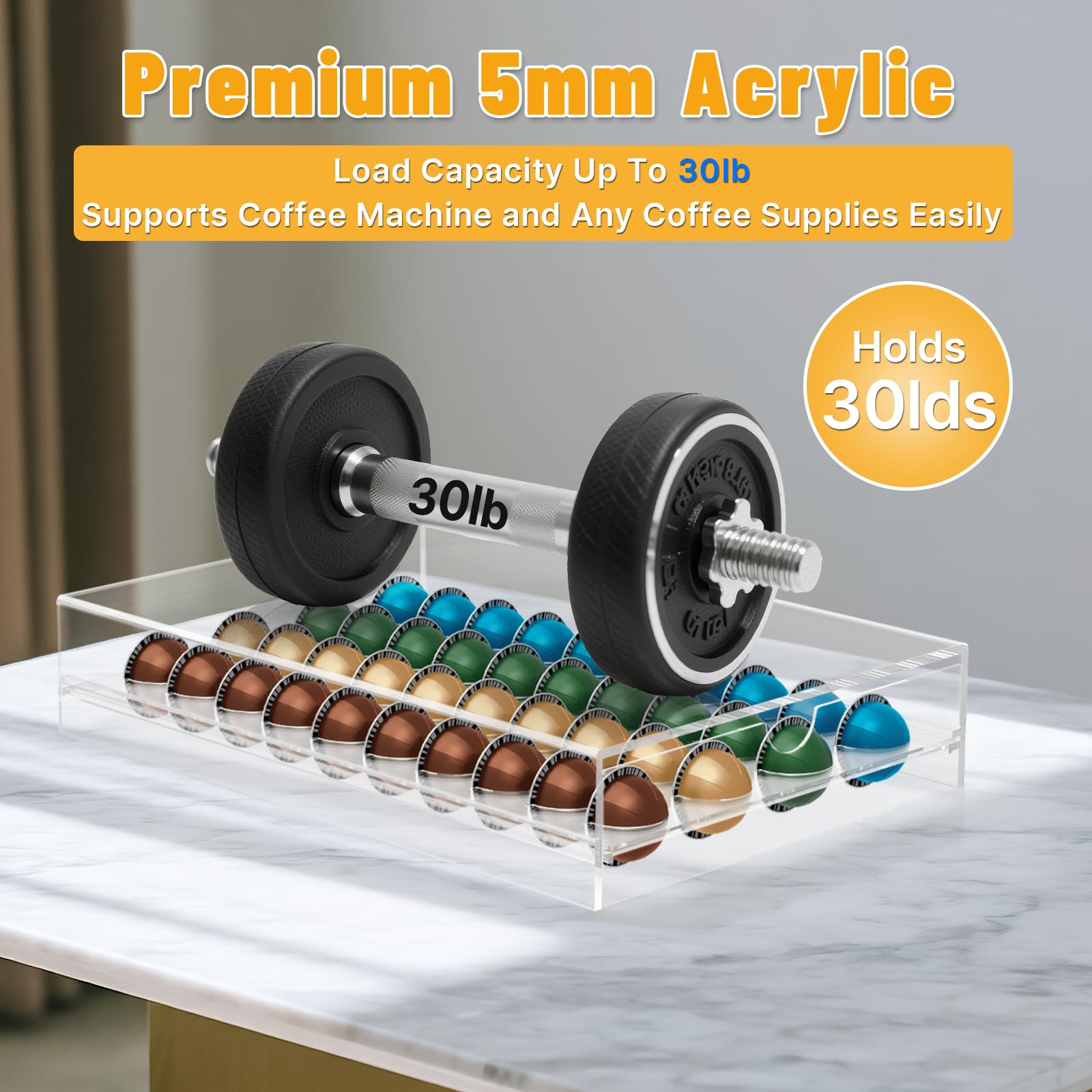 Letsteel estante capsulas cafe vertuo acrilico mantiene las cápsulas al alcance.