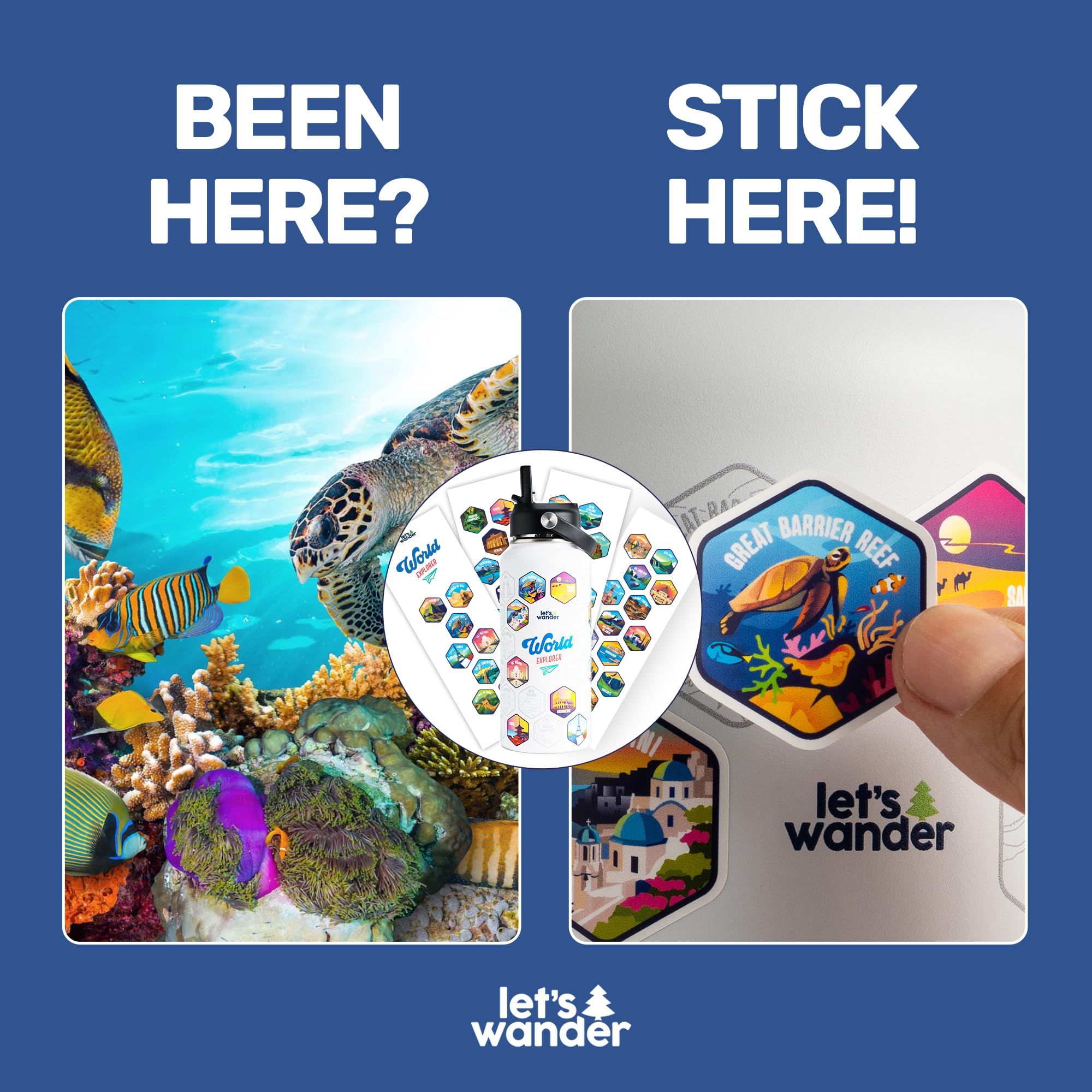 Grabado permanente de LET'S WANDER con 50 diseños añade identidad sin adhesivos