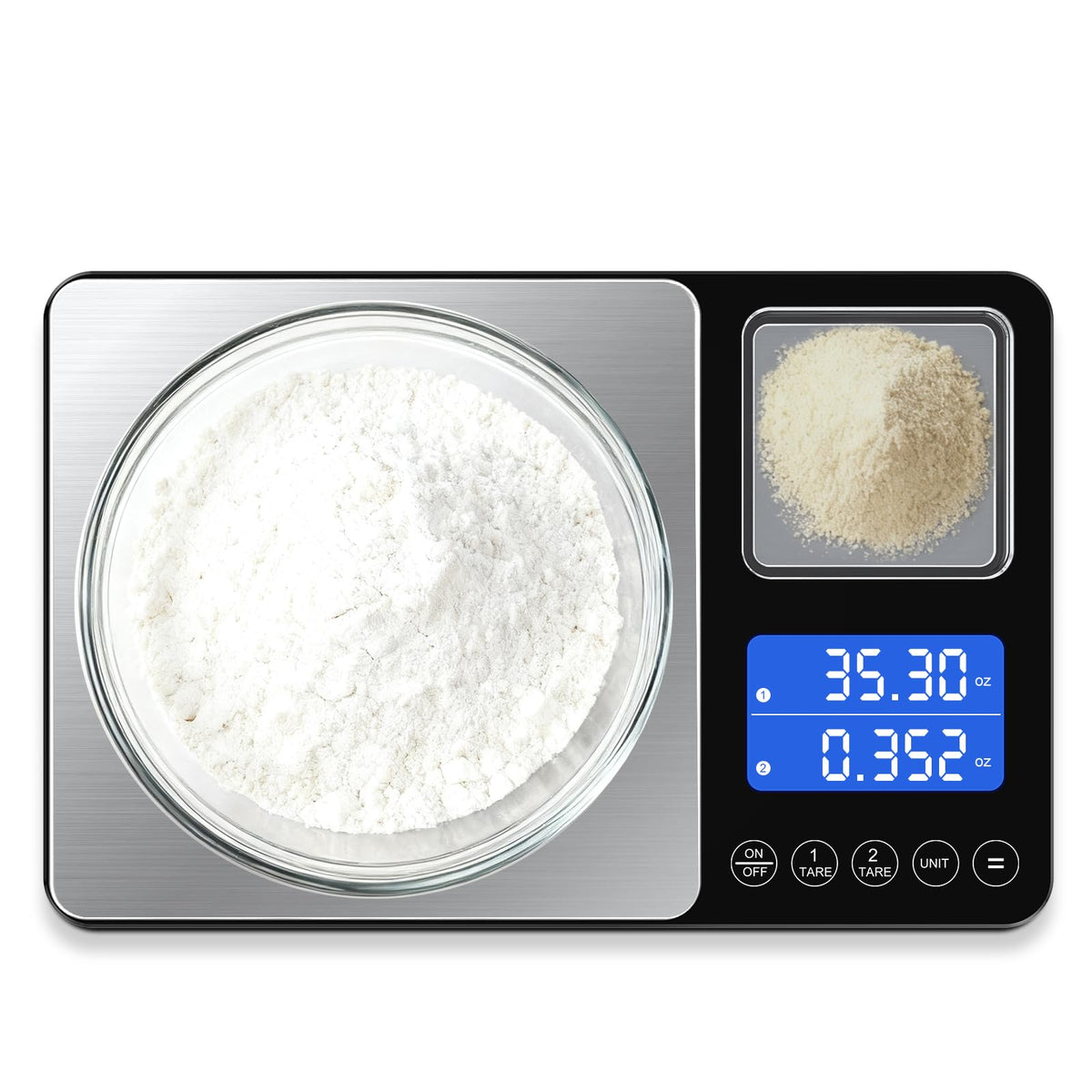 Letron balanza de cocina con doble plataforma y pantalla dual para precisión en recetas