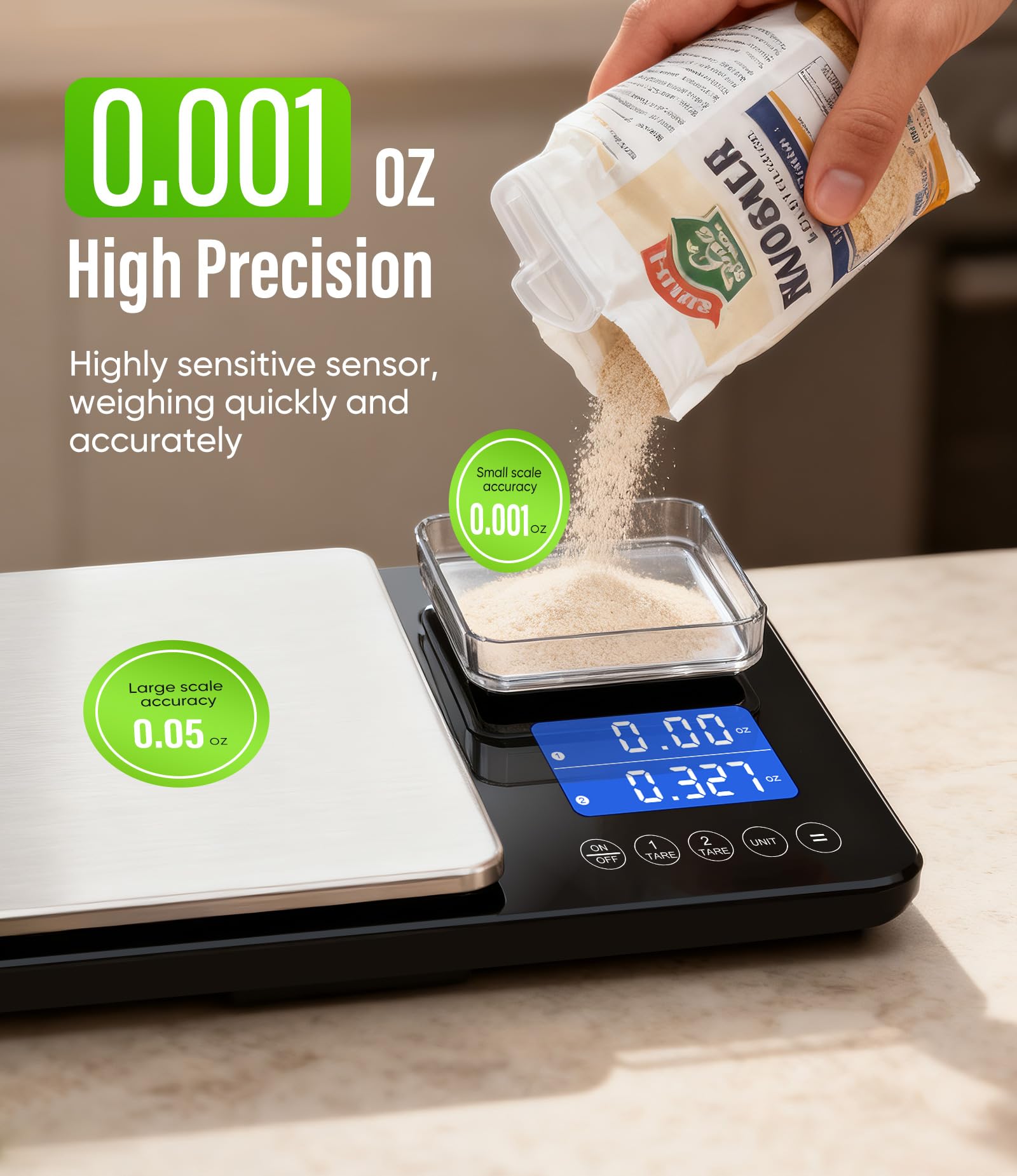 Letron balanza con lectura dual en pantalla para mezclar dos ingredientes