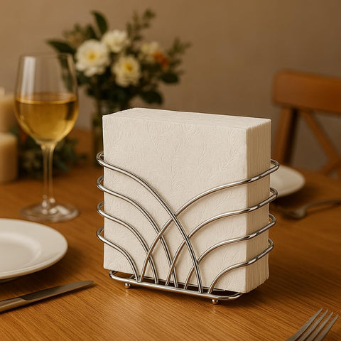 LEVIMETREE porta-servilletas de hierro plata brillante, aporta elegancia a encimeras y mesas.