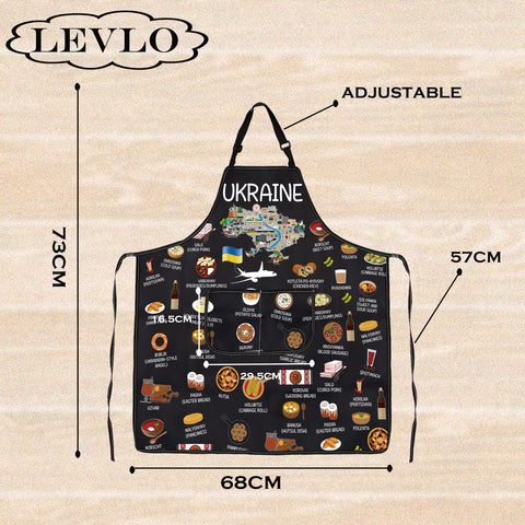 LEVLO delantal con diseño de Ucrania para amantes de la cocina.