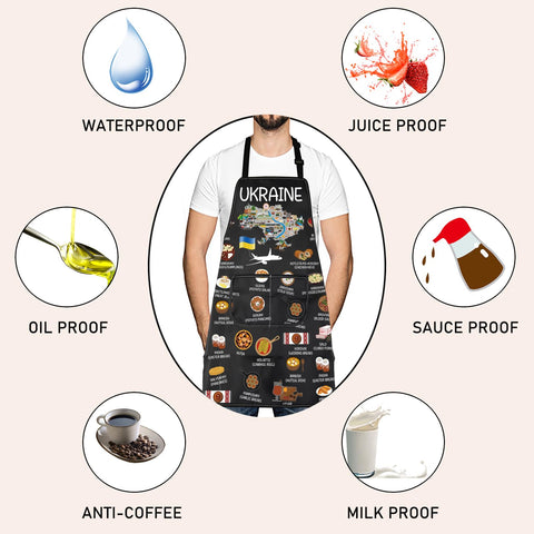 LEVLO arte ucraniano en delantal, ideal para cocinar con estilo.