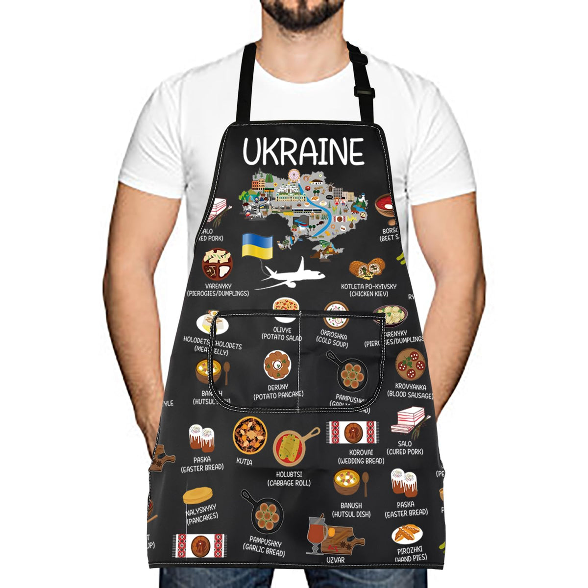 LEVLO mapa de Ucrania en el delantal para proteger la ropa al cocinar.