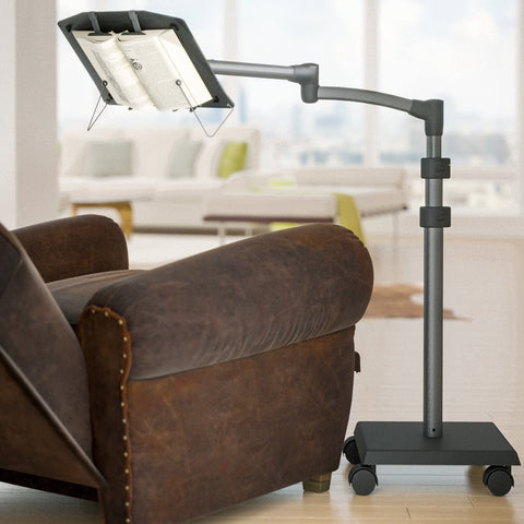 LEVO G2 porta-libros con brazo de 5 ejes para lectura sin esfuerzo.
