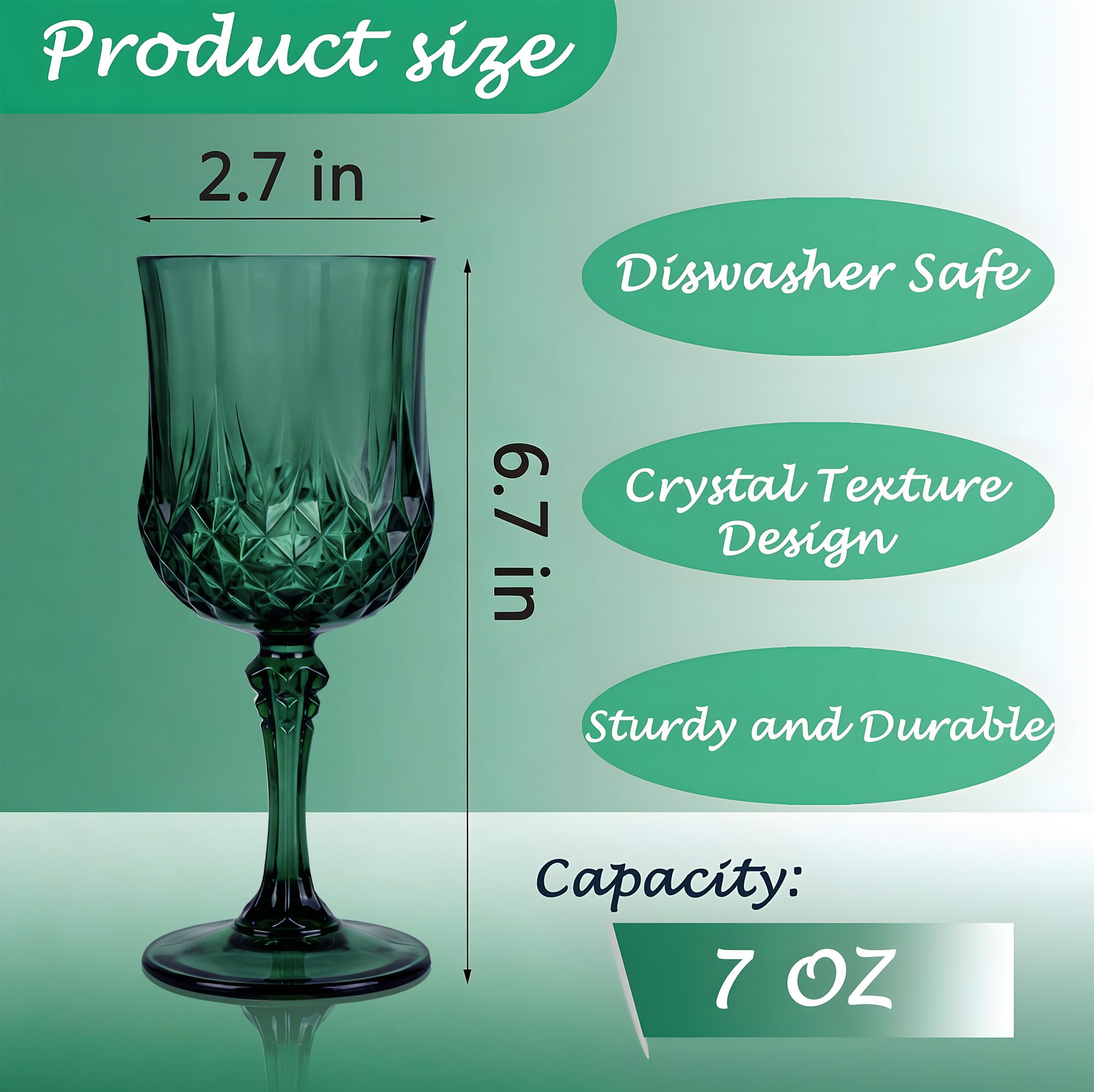 Copa de plástico LEYIQU verde 7oz, diseño retro para brindar con estilo.