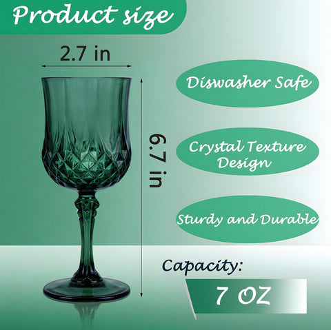 Copa de plástico LEYIQU verde 7oz, diseño retro para brindar con estilo.