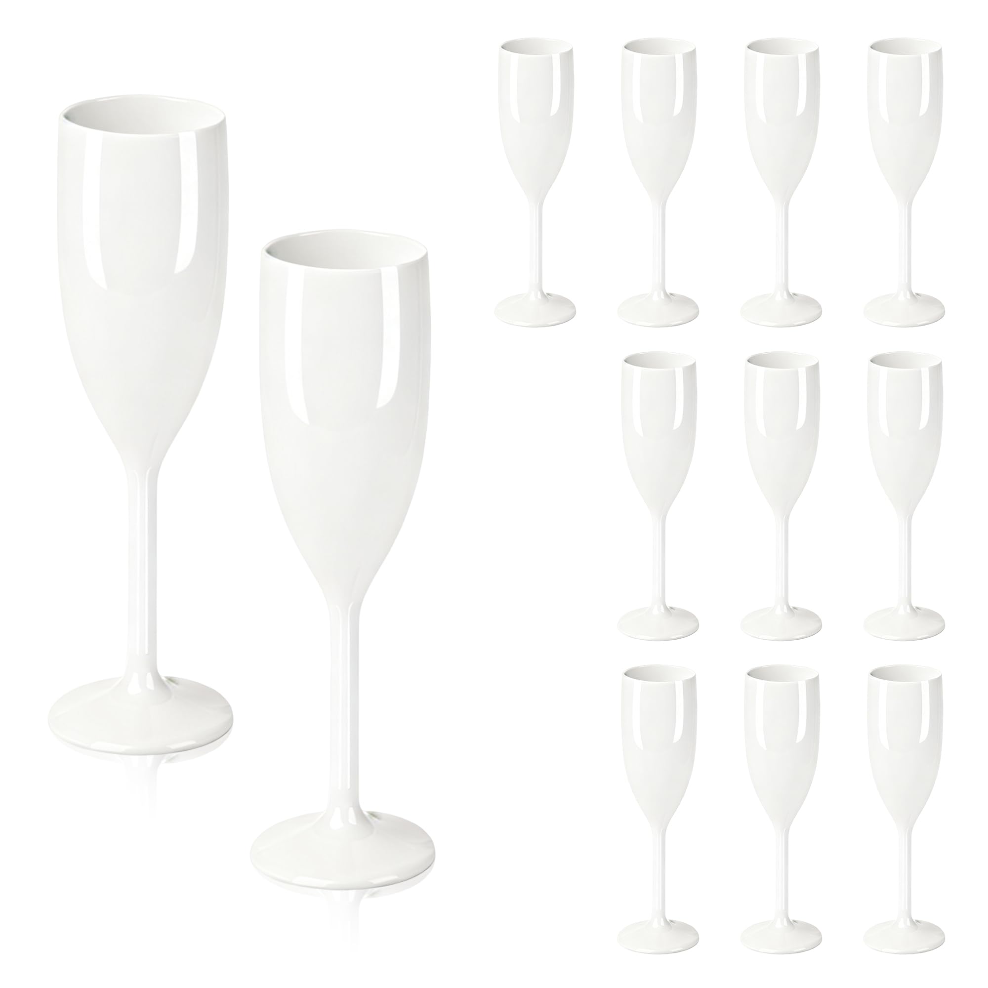 Copas LEYIQU de champán plástico para brindis en bodas y fiestas.