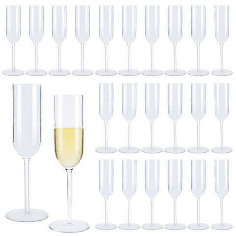 LEYIQU flauta plástica champán 6oz, ideal para brindis elegantes sin roturas.