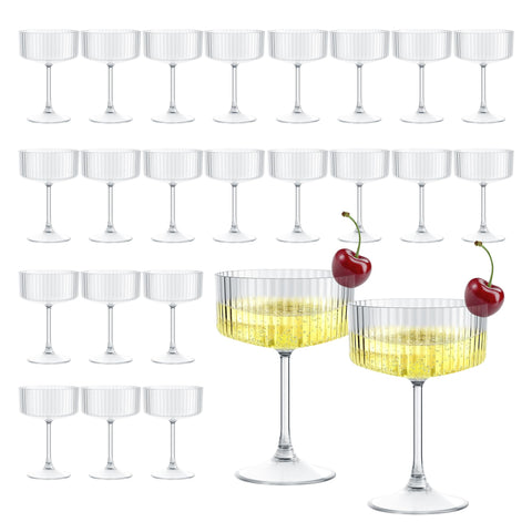 Vaso LEYIQU martini estriado con tallo, duradero para fiestas y eventos