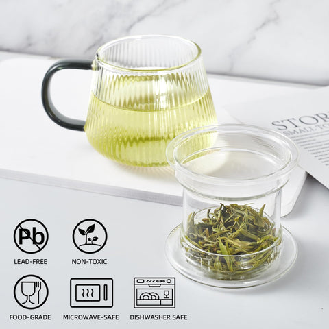 Taza Lezero de vidrio borosilicato 14oz, ideal para mantener caliente el té