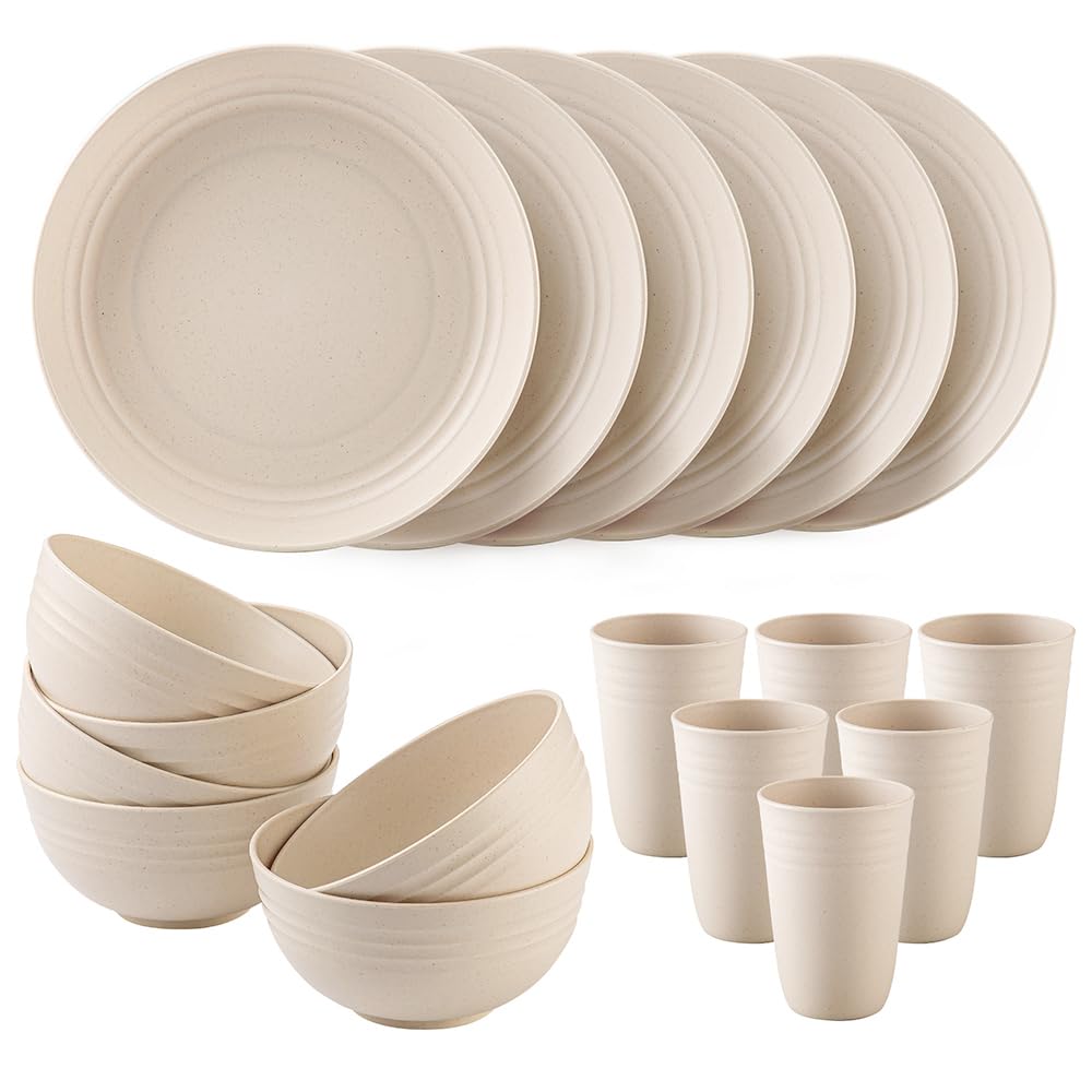 Conjunto Lezuoey de paja de trigo 18 piezas, ideal para uso diario.