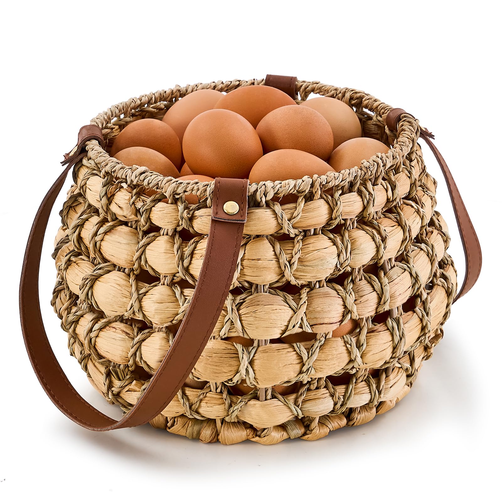 LGENHOOM cesto oval para huevos naturales, ideal para recoger huevos frescos con ventilación.