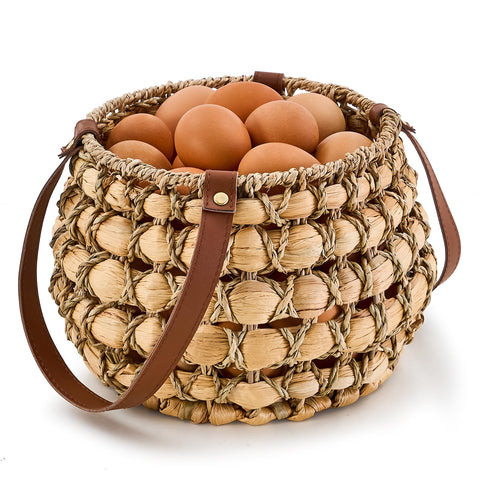 LGENHOOM cesto oval para huevos naturales, ideal para recoger huevos frescos con ventilación.