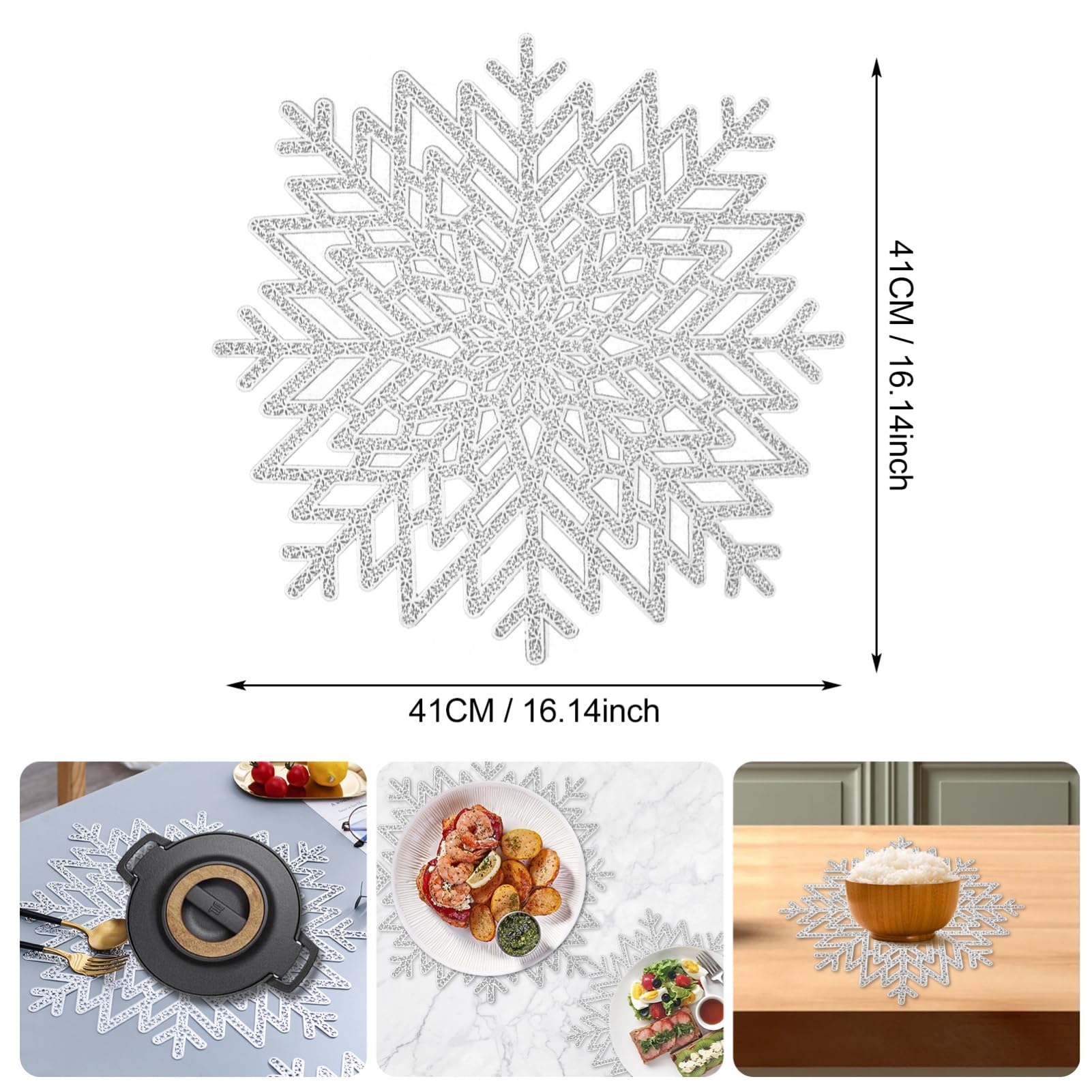 Detalle de copo de nieve hueco LGJkYF, añade elegancia navideña a la mesa.
