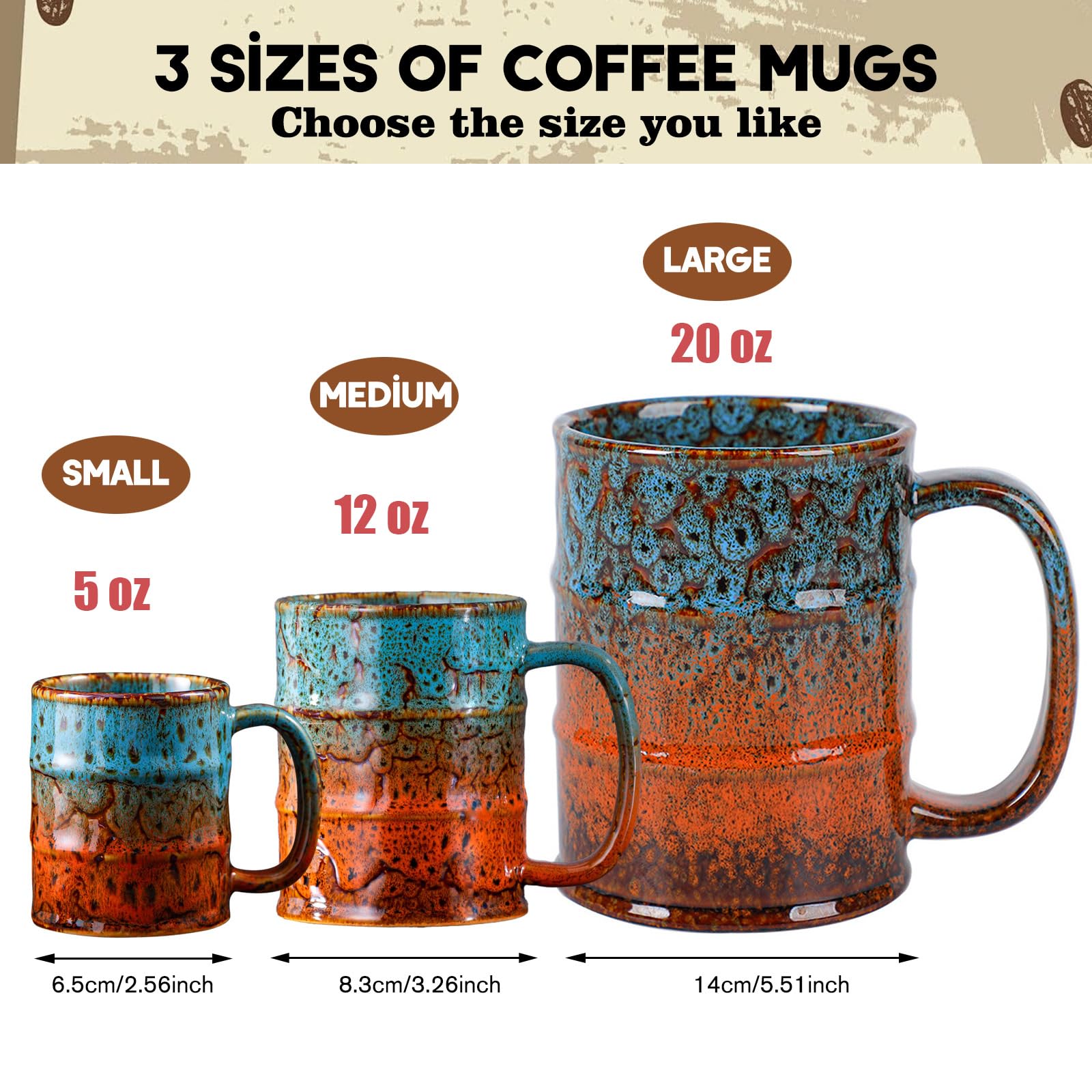 Taza LGQ con asa grande, fácil de agarrar incluso con manos grandes.