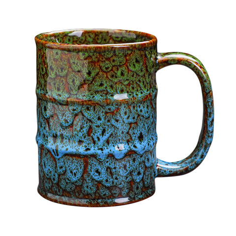 Taza LGQ cerámica 20 onzas, acabado verde-azul, ideal para café diario