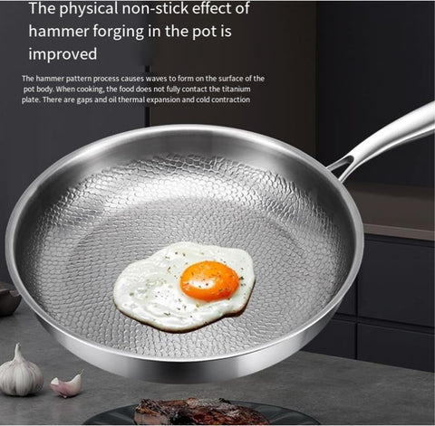 LGQY Sartén de titanio martillado, compatible con inducción para cocinas modernas