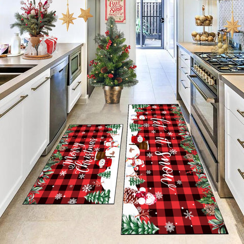 Alfombrilla LHLJOYU con diseño navideño para entradas y cocinas, ideal para parejas.