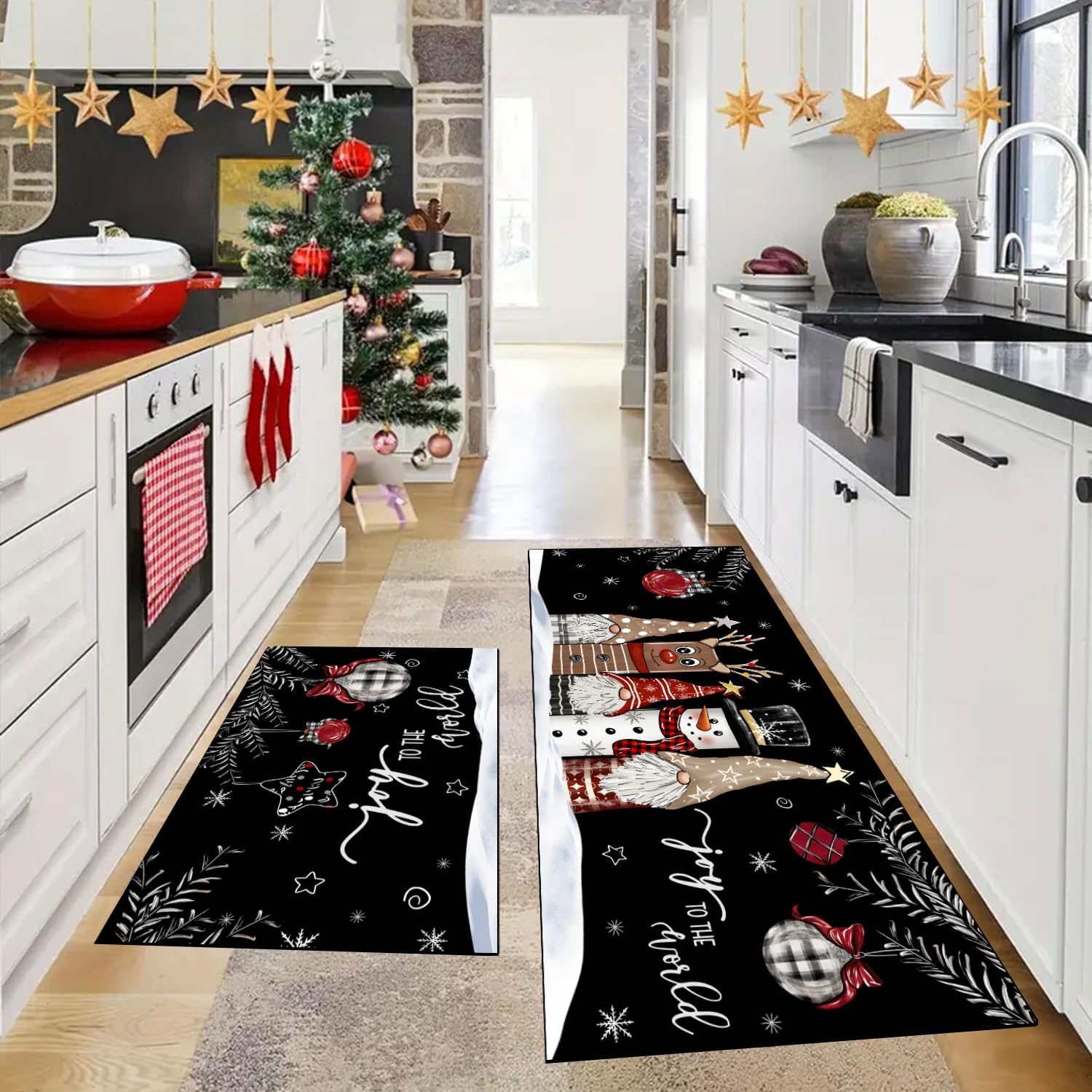 Alfombra LHLJOYU para cocina con gnomos negros, ideal para decorar la entrada.