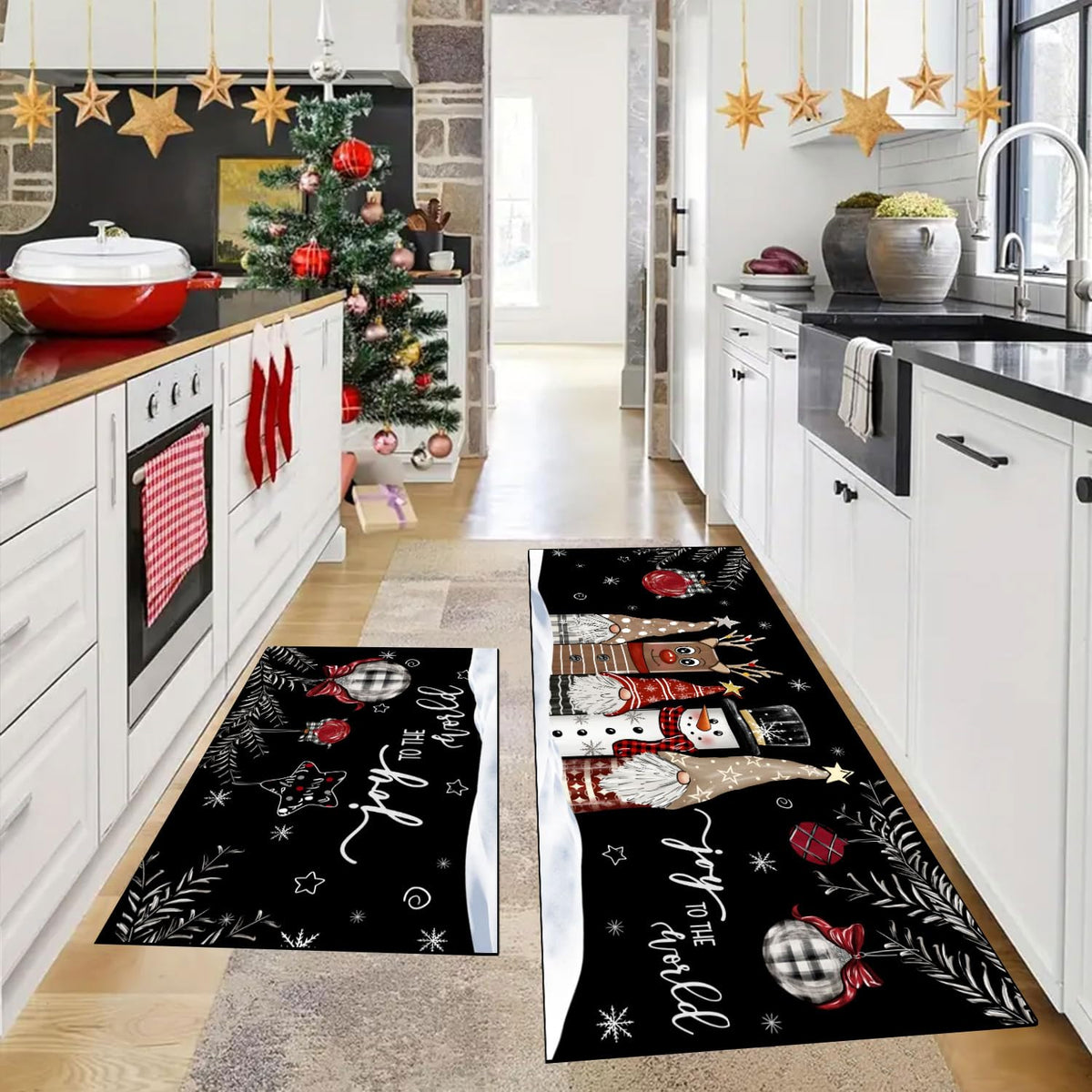 Alfombra LHLJOYU para cocina con gnomos negros, ideal para decorar la entrada.