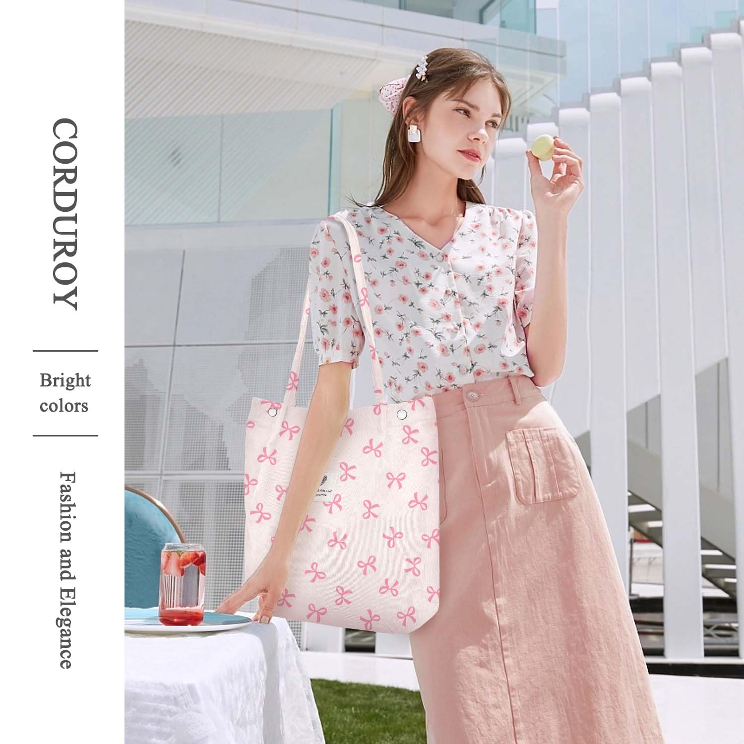 LHMTQVK bolso de pana unicolor, diseño sobrio para combinar con cualquier conjunto